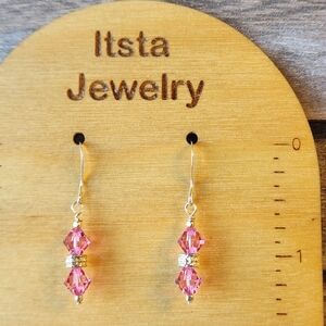 Swarovski Crystal Bicone Earrings Sterling Silver French Earwires Dangle